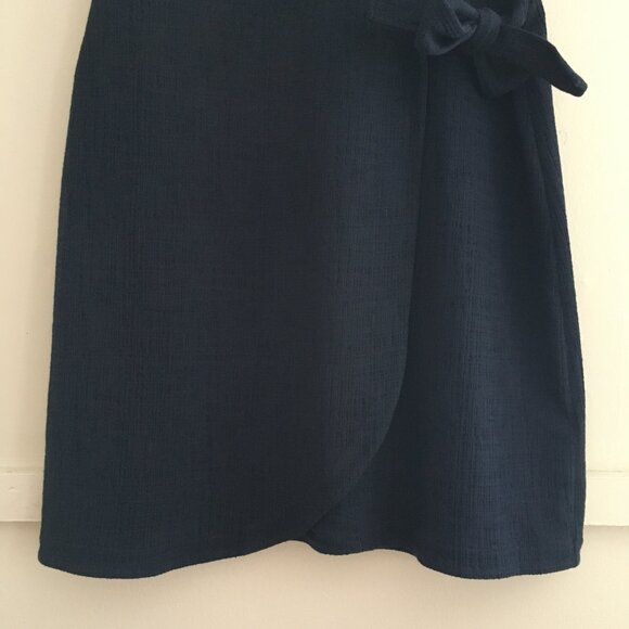 New, Madewell Texture & Thread Navy Blue Crosshatch Side Tie Dress Size Medium - Picture 6 of 12